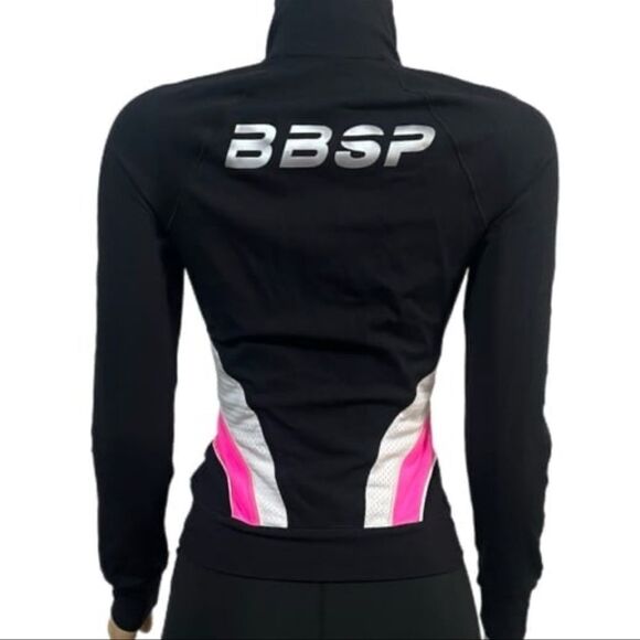 BBSP Bebe Sport Colorblock logo long sleeve Full zip Sports Jacket Black Pink XS - Picture 4 of 8